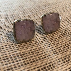 Purple & Gold resin crystallized stud earring💜